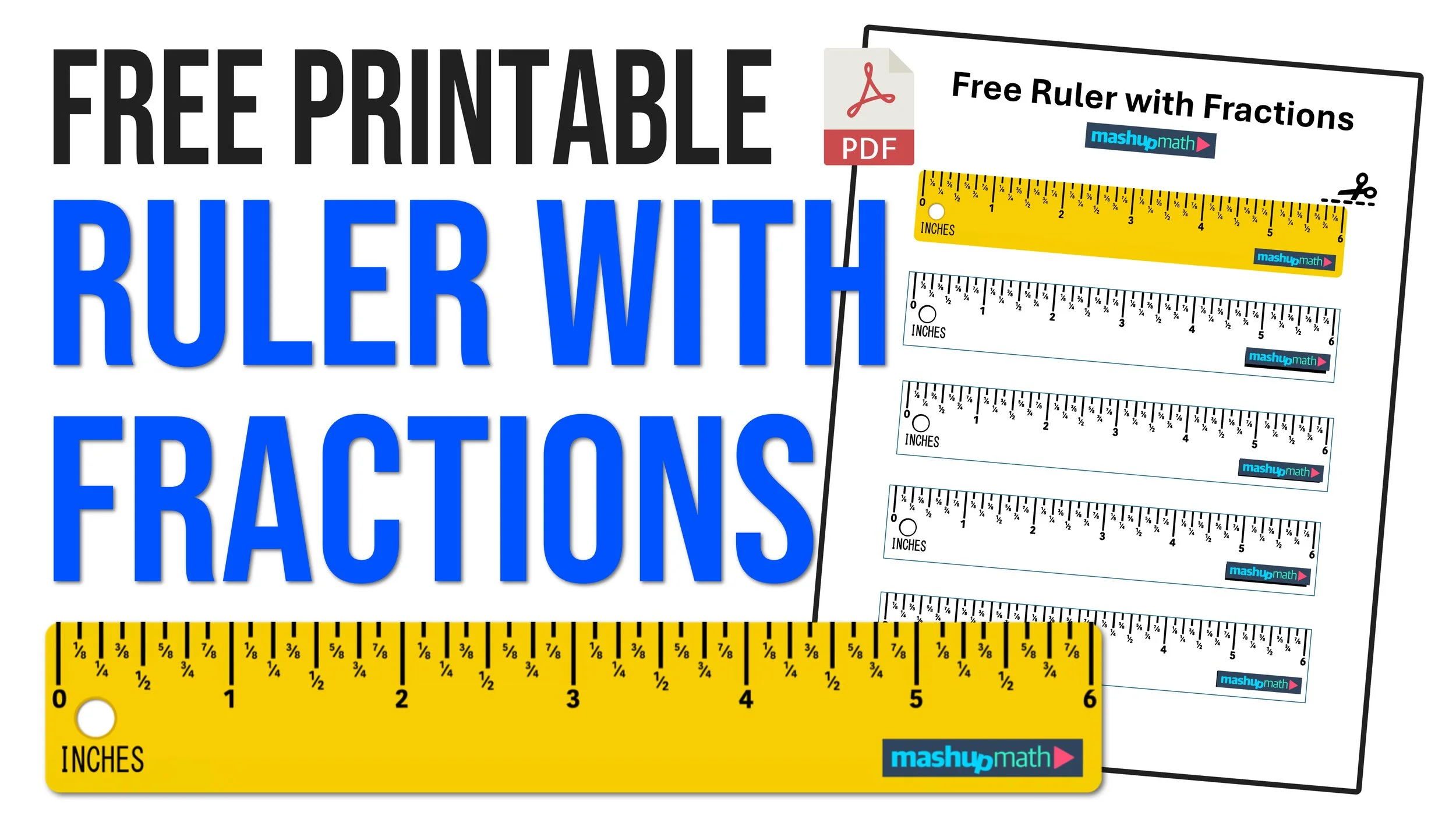 free printable ruler with fractions — mashup math